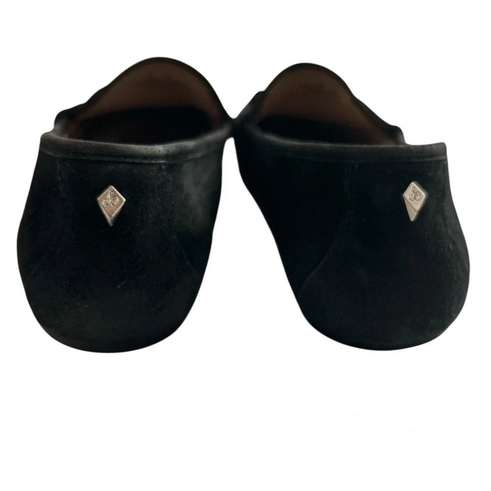🏷️ Sam Edelman Classic Black Suede Leather Horse Bit Loafers Womens US 7.5M